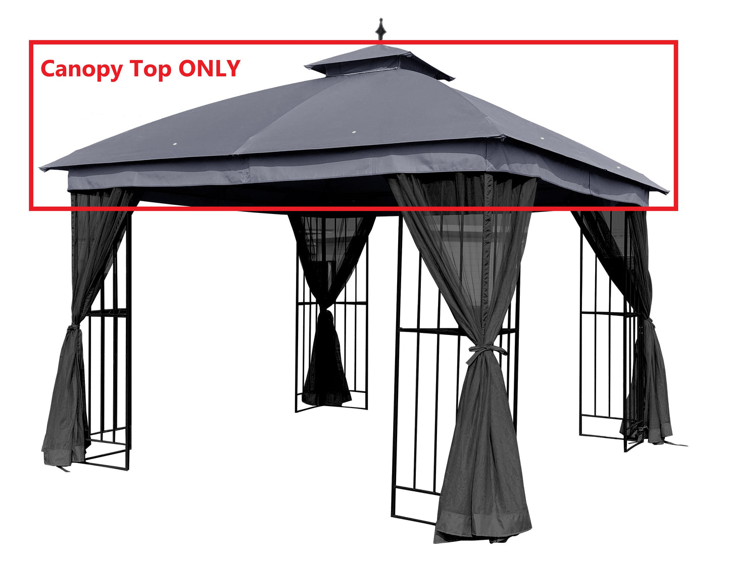 APEX GARDEN Canopy Top for Garden Treasures 10 ft x 10 ft Brown Metal Square Semi- Gazebo Model #L-GZ038PST-F (Top Only) - APEX GARDEN