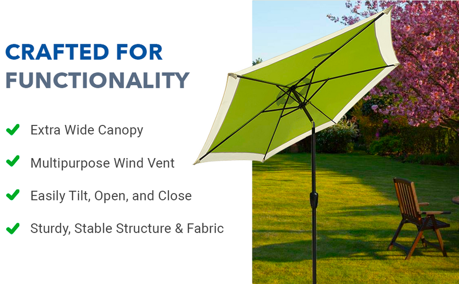 APEX GARDEN Dual Color 9 Feet Outdoor Patio Table Market Umbrella with Push Button Tilt and Crank - APEX GARDEN