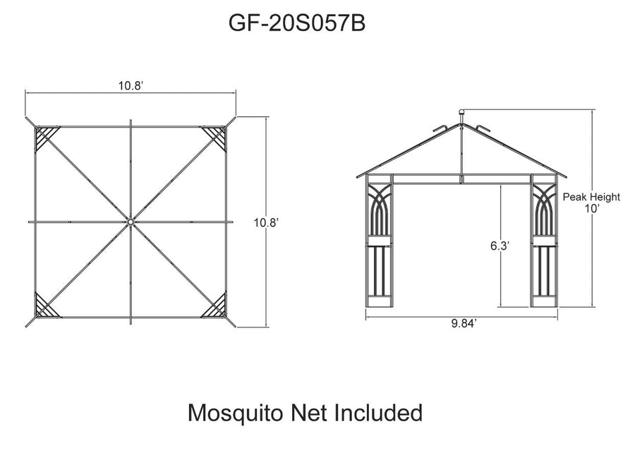 APEX GARDEN Harmony 10 ft. x 10 ft. Gazebo with Mosquito Net - APEX GARDEN