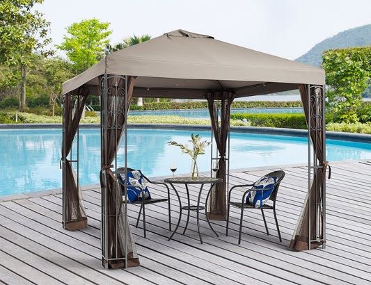 APEX GARDEN 8 ft. x 8 ft. Rococo Gazebo with Mosquito Net - APEX GARDEN
