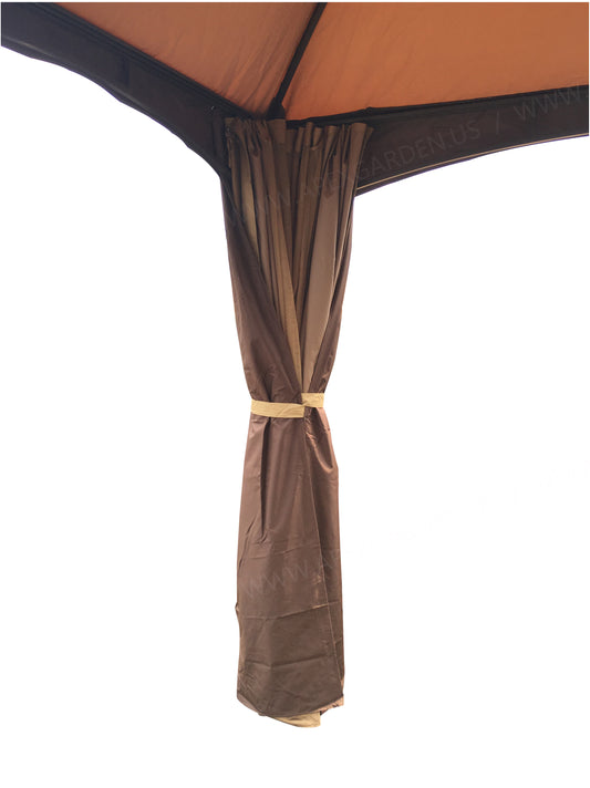 APEX GARDEN 4 Poles Brown Corner Curtain Set for Lowe's 10' x 12' Gazebo Model #GF-12S004BTO / GF-12S004B-1 (Corner Curtains Only) (Dark Brown) - APEX GARDEN
