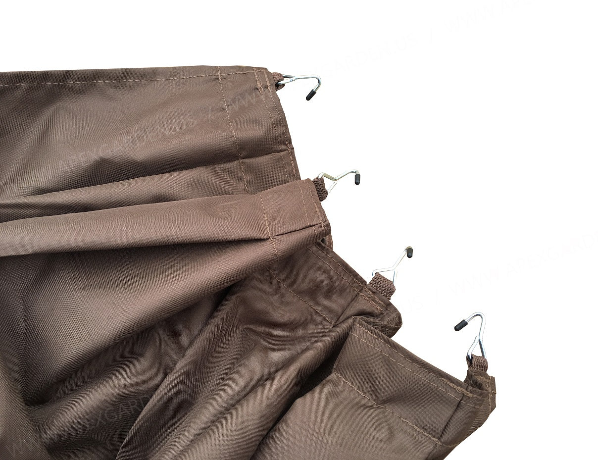 APEX GARDEN 4 Poles Brown Corner Curtain Set for Lowe's 10' x 12' Gazebo Model #GF-12S004BTO / GF-12S004B-1 (Corner Curtains Only) (Dark Brown) - APEX GARDEN