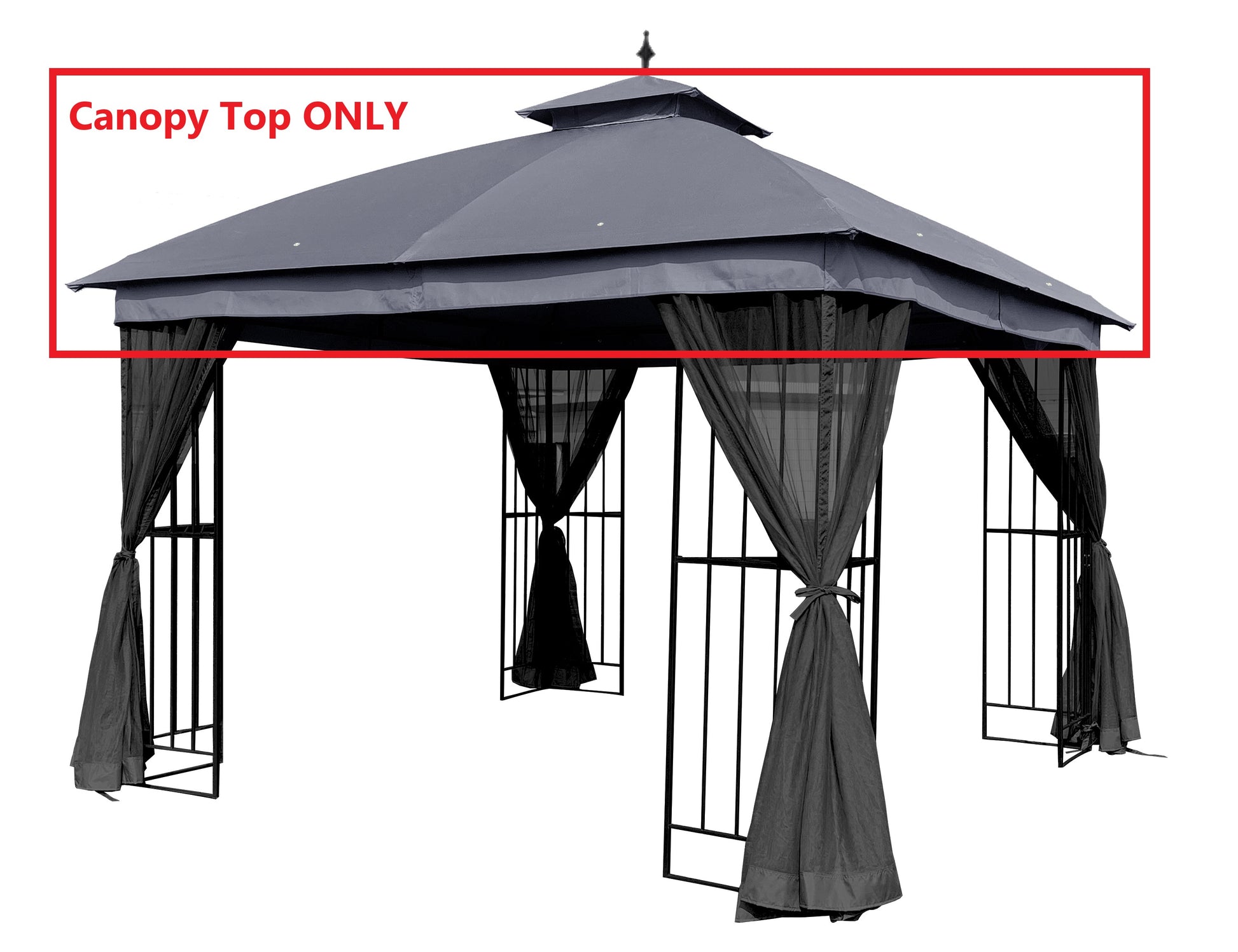 APEX GARDEN Canopy Top for Garden Treasures 10 ft x 10 ft Brown Metal Square Semi- Gazebo Model #L-GZ038PST-F (Top Only) - APEX GARDEN