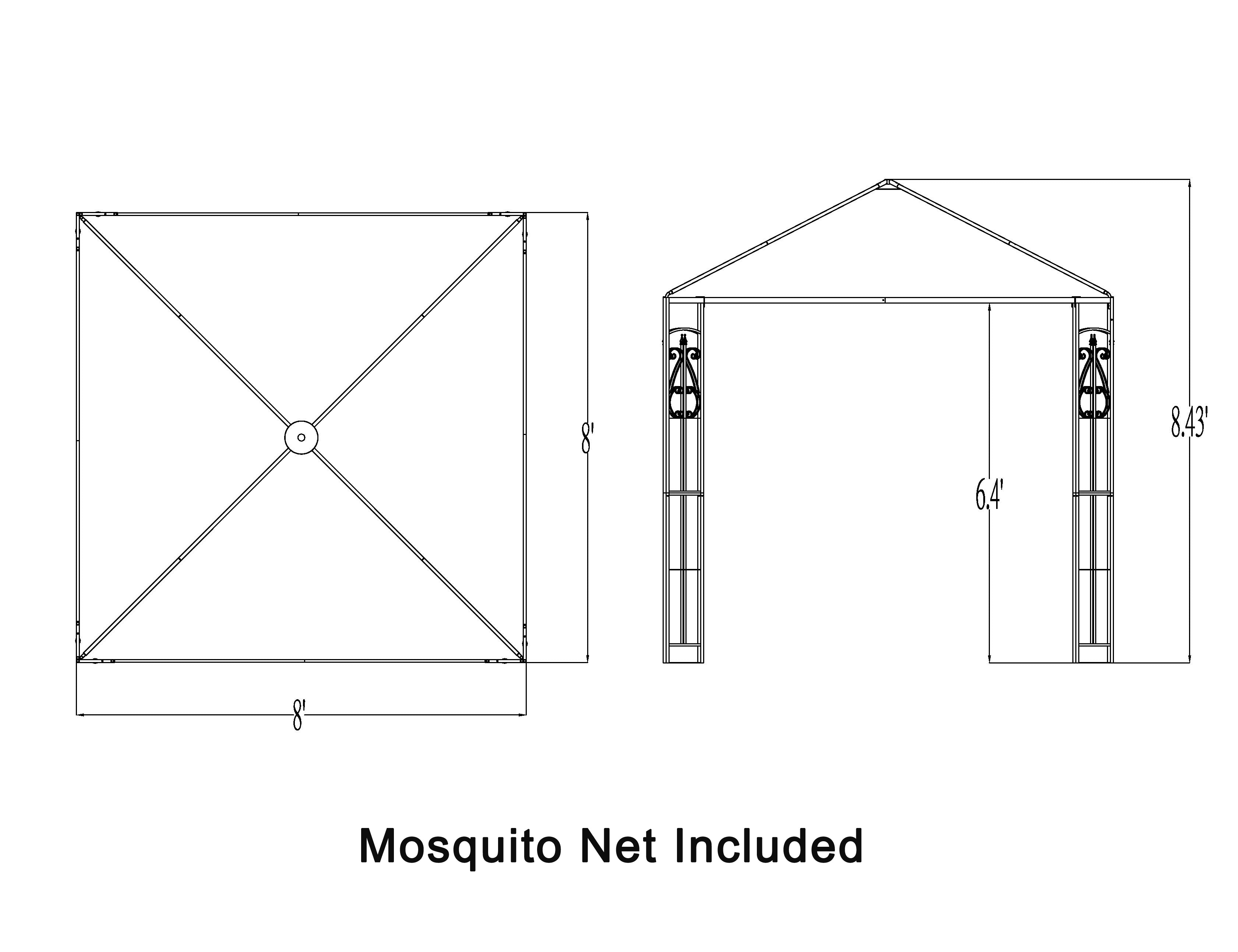 APEX GARDEN 8 ft. x 8 ft. Rococo Gazebo with Mosquito Net