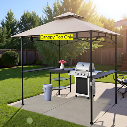 APEX GARDEN Replacement Canopy Top CAN ONLY FIT for model #L-GG001PST-F 8' X 5' Brown Double Tiered Canopy Grill BBQ Gazebo (Top Only)
