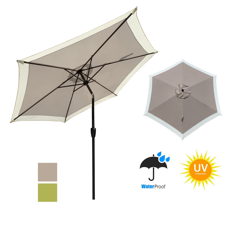APEX GARDEN Dual Color 9 Feet Outdoor Patio Table Market Umbrella with Push Button Tilt and Crank - APEX GARDEN