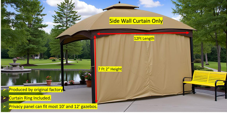 APEX GARDEN Universal 12' Privacy Side Panel Curtain for 10' and 12' Gazebo - APEX GARDEN