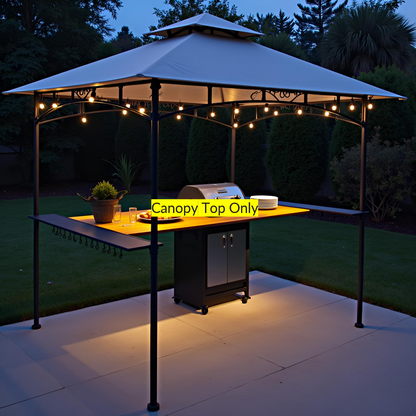APEX GARDEN Replacement Canopy Top CAN ONLY FIT for model #L-GG001PST-F 8' X 5' Brown Double Tiered Canopy Grill BBQ Gazebo (Top Only)