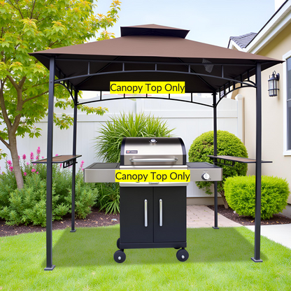 APEX GARDEN Replacement Canopy Top CAN ONLY FIT for model #L-GG001PST-F 8' X 5' Brown Double Tiered Canopy Grill BBQ Gazebo (Top Only)