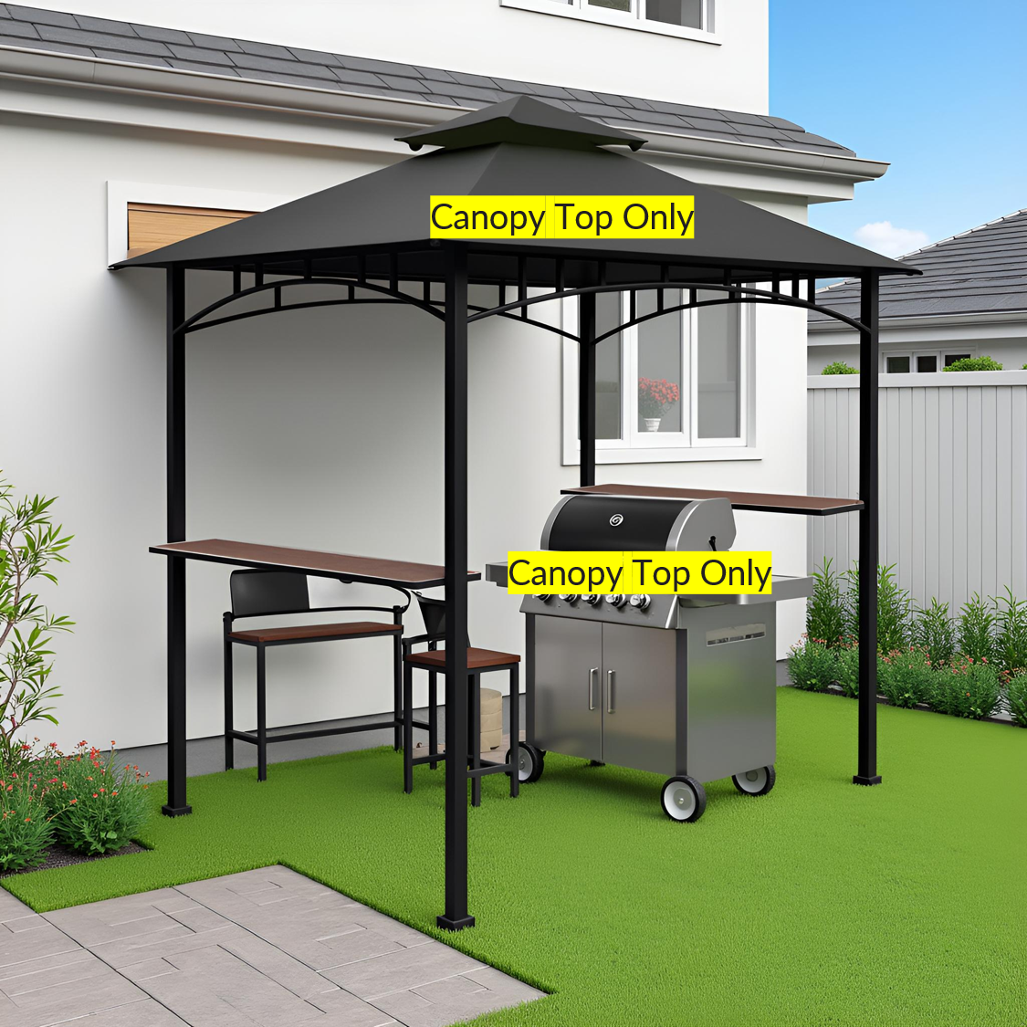 APEX GARDEN Replacement Canopy Top CAN ONLY FIT for model #L-GG001PST-F 8' X 5' Brown Double Tiered Canopy Grill BBQ Gazebo (Top Only)