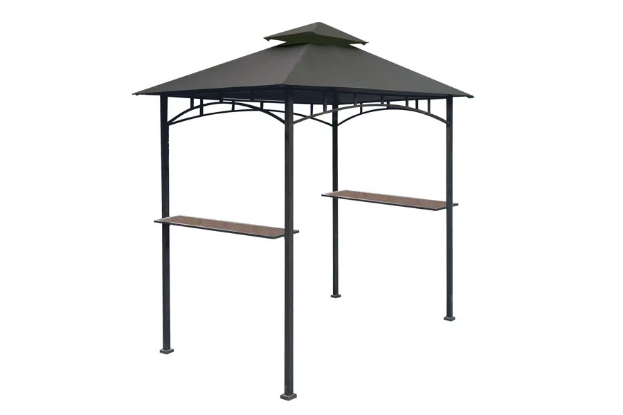 APEX GARDEN Replacement Canopy Top CAN ONLY FIT for model #L-GG001PST-F 8' X 5' Brown Double Tiered Canopy Grill BBQ Gazebo (Top Only)