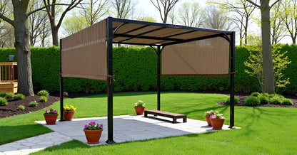 Replacement Pergola Canopy Top (with Ties) for 8 ft. x 10 ft. Pergola (Brown Polyethylene (PE) fabric, 88" x 194") - APEX GARDEN