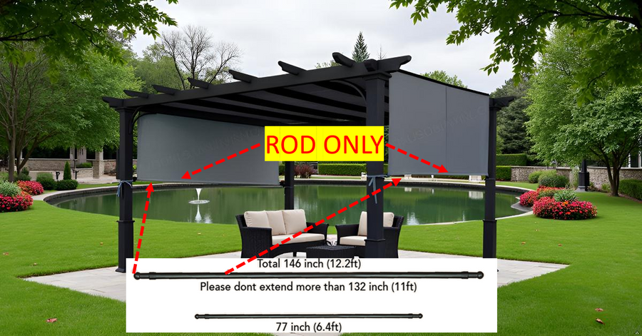 APEX GARDEN Length Adjustable Weight Rods/Pull Tubes for Pergola Canopy (2 Rods Included, from 77 inches to 132 inches) - APEX GARDEN
