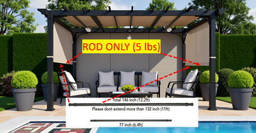 APEX GARDEN Length Adjustable Weight Rods/Pull Tubes for Pergola Canopy (2 Rods Included, from 77 inches to 132 inches) - APEX GARDEN