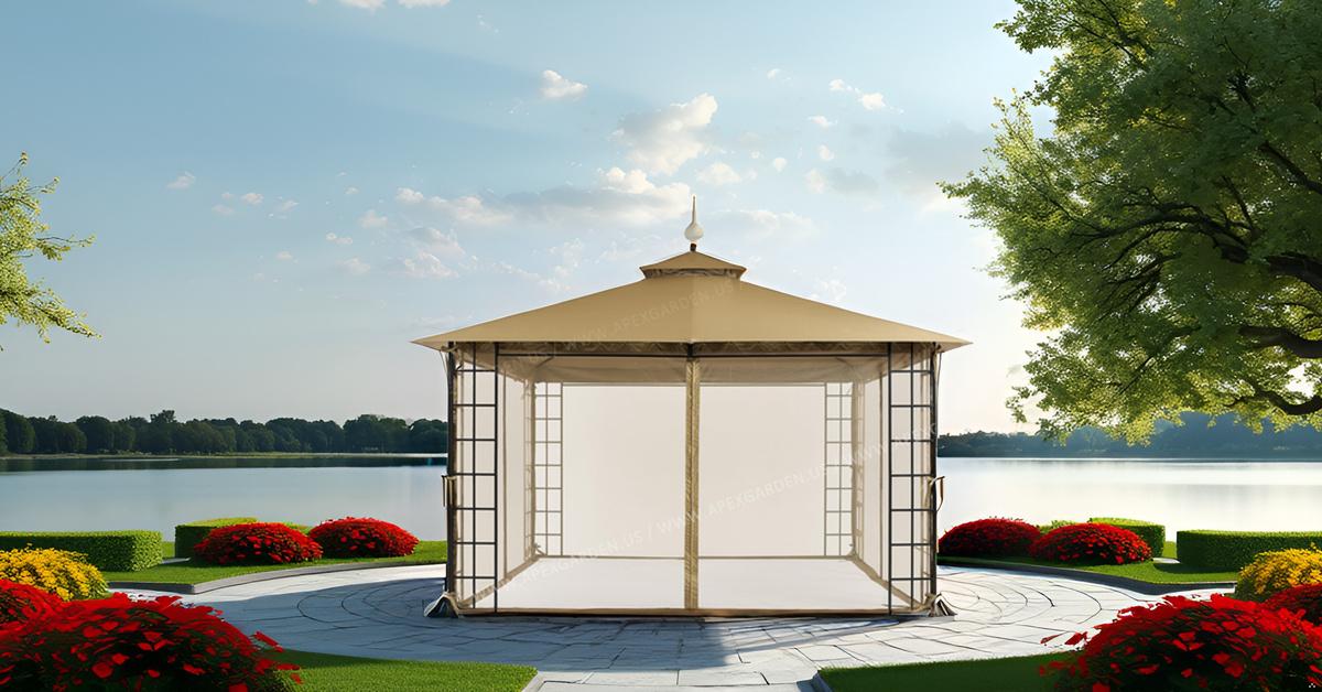 10 ft. x 12 ft. Melody Gazebo with Mosquito Net - APEX GARDEN