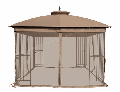 APEX GARDEN Canopy Top for Style Selections 10 ft x 10 ft Brown Metal Square Semi- Gazebo Model #TPGAZ9116 / #TPGAZ9116A / #TPGAZ9116B (Top Only) (Tan) - APEX GARDEN