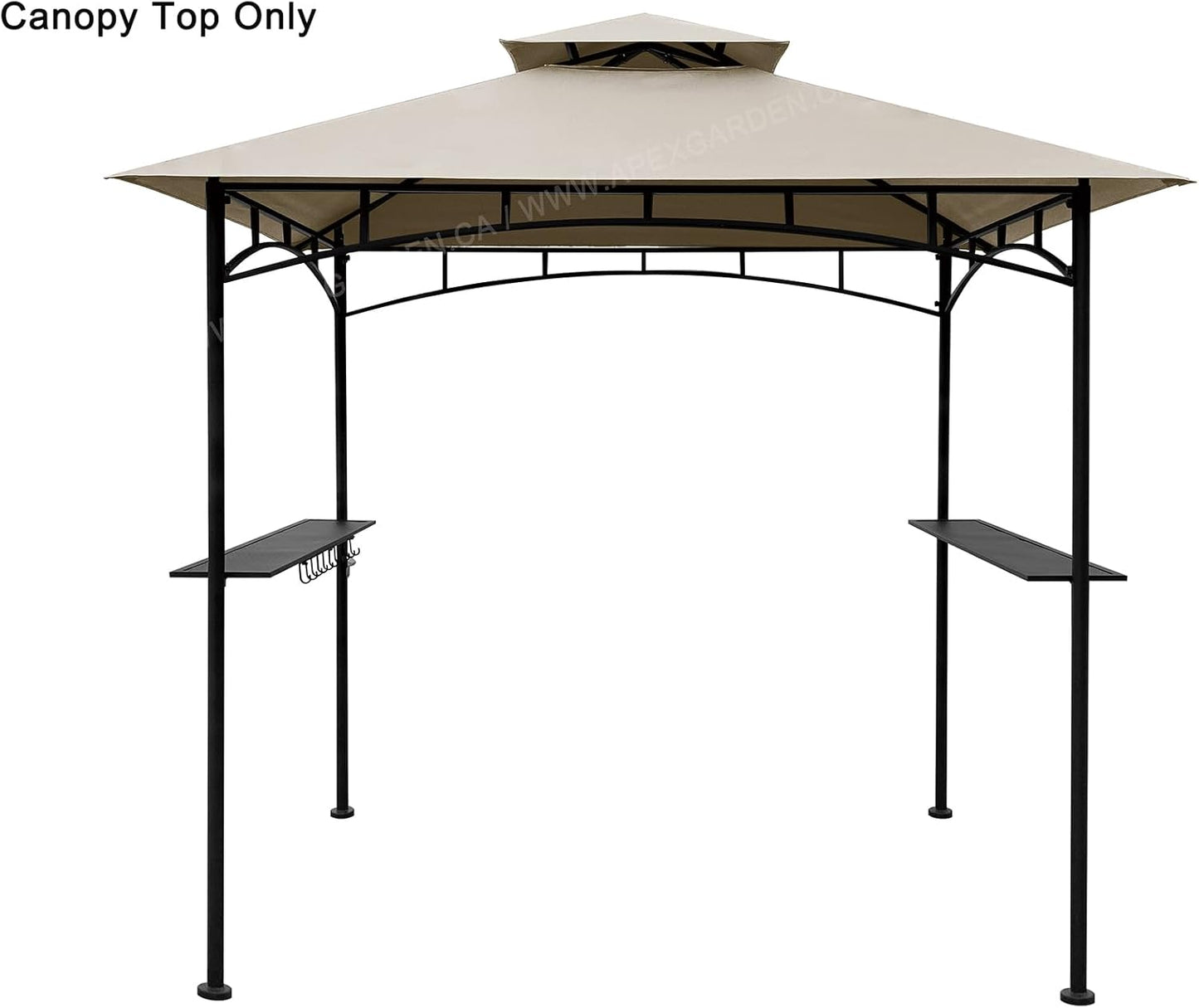APEX GARDEN Replacement Canopy Top CAN ONLY FIT for model #L-GG001PST-F 8' X 5' Brown Double Tiered Canopy Grill BBQ Gazebo (Top Only)