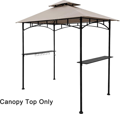 APEX GARDEN Replacement Canopy Top CAN ONLY FIT for model #L-GG001PST-F 8' X 5' Brown Double Tiered Canopy Grill BBQ Gazebo (Top Only)