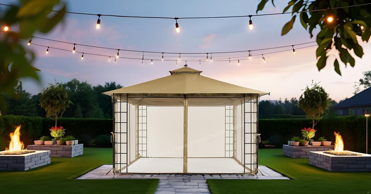 10 ft. x 12 ft. Melody Gazebo with Mosquito Net - APEX GARDEN