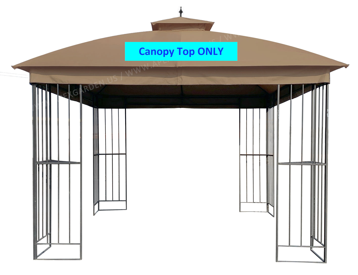 APEX GARDEN Canopy Top for Garden Treasures 10 ft x 10 ft Brown Metal Square Semi- Gazebo Model #L-GZ038PST-F (Top Only) - APEX GARDEN