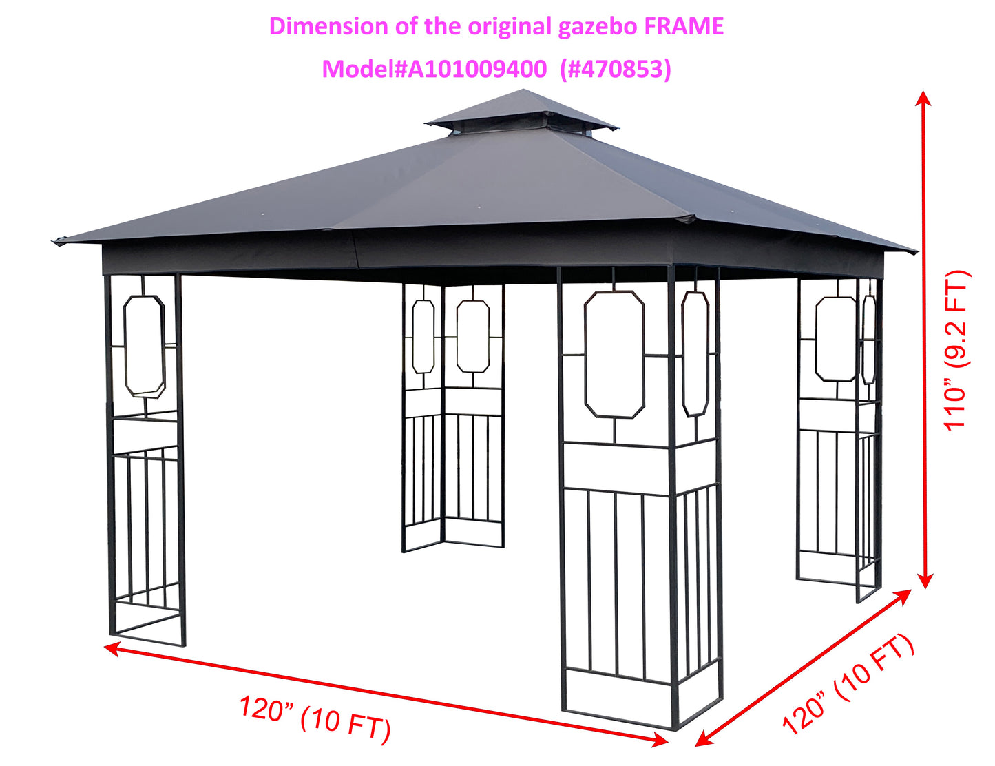 Replacement Canopy Top for #A101009400 10'x10' Gazebo (Canopy Top Only) - APEX GARDEN