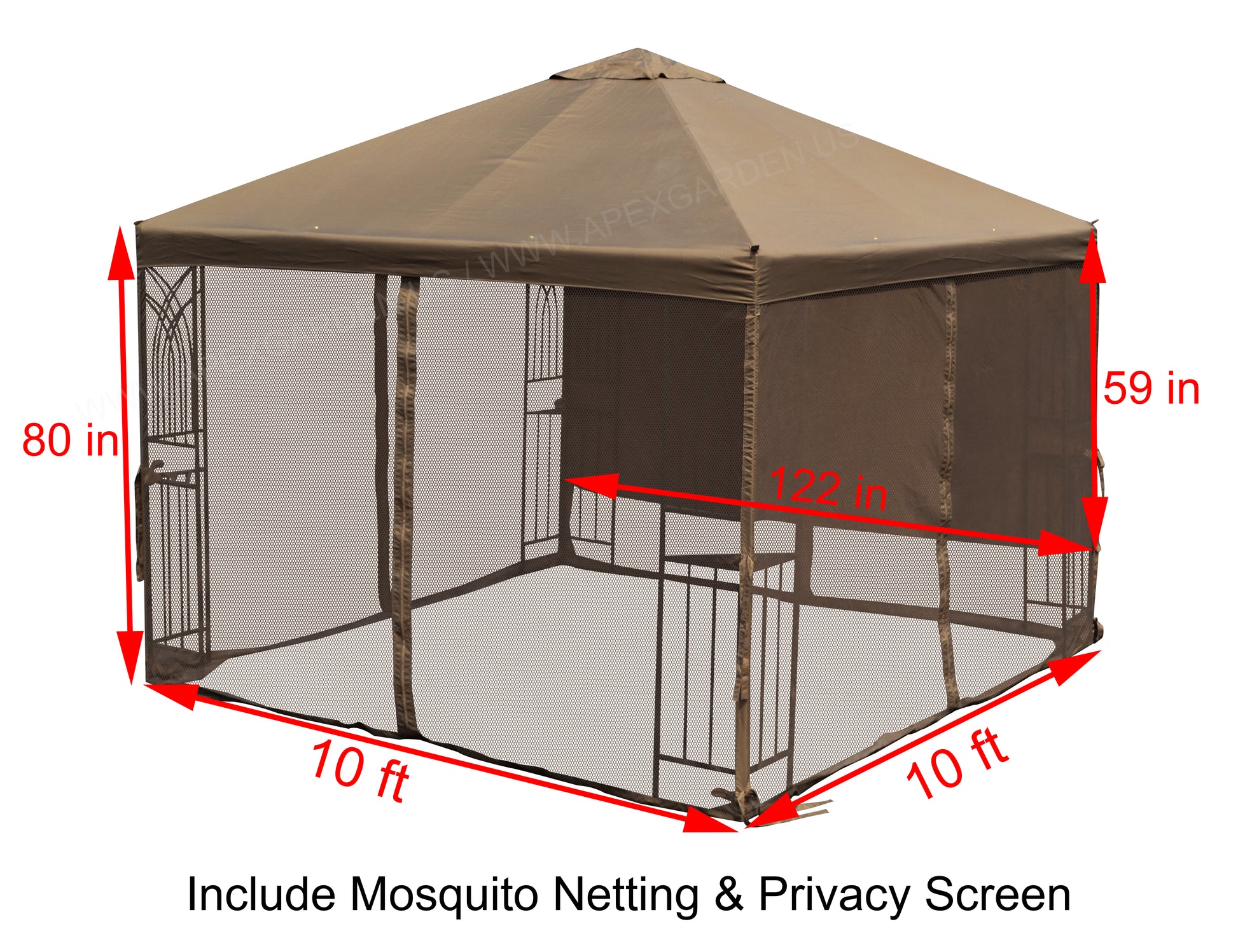 Replacement Mosquito Netting for 10'X10' Gazebo - APEX GARDEN