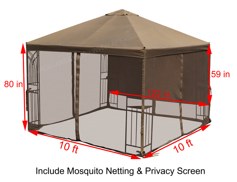 Replacement Mosquito Netting for 10'X10' Gazebo - APEX GARDEN