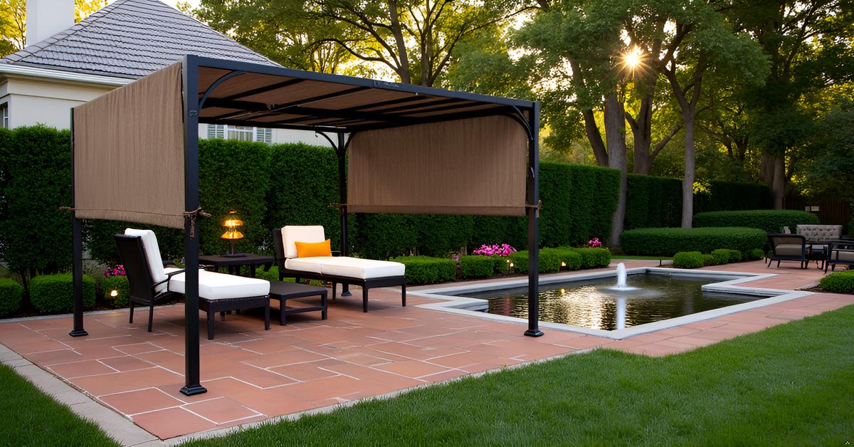 Replacement Pergola Canopy Top (with Ties) for 8 ft. x 10 ft. Pergola (Brown Polyethylene (PE) fabric, 88" x 194") - APEX GARDEN