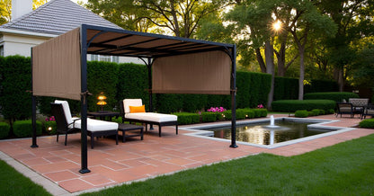 Replacement Pergola Canopy Top (with Ties) for 8 ft. x 10 ft. Pergola (Brown Polyethylene (PE) fabric, 88" x 194") - APEX GARDEN