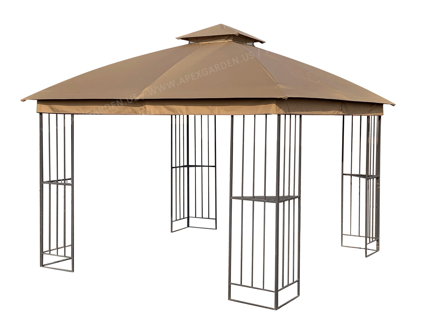 APEX GARDEN Canopy Top for Garden Treasures 10 ft x 10 ft Brown Metal Square Semi- Gazebo Model #L-GZ038PST-F (Top Only) - APEX GARDEN