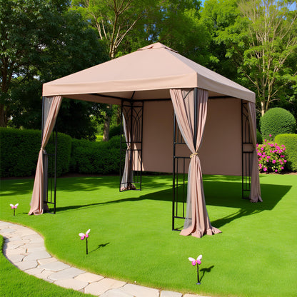 APEX GARDEN  YH-20S067B 10 ft. x 10 ft. Symphony II Gazebo with Mosquito Net, Privacy Screen and Planter Holders