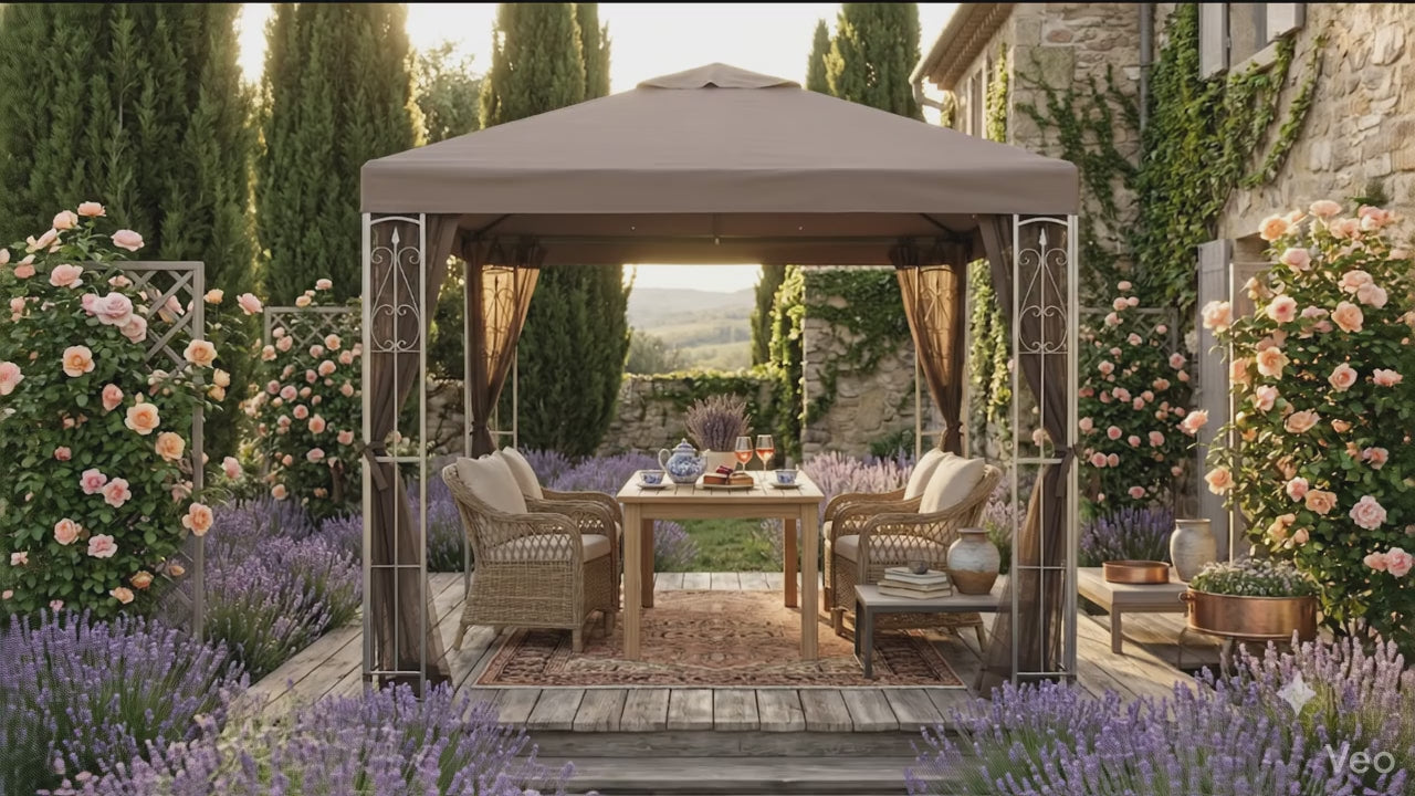 APEX GARDEN 8 ft. x 8 ft. Rococo Gazebo with Mosquito Net
