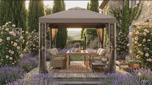 APEX GARDEN 8 ft. x 8 ft. Rococo Gazebo with Mosquito Net
