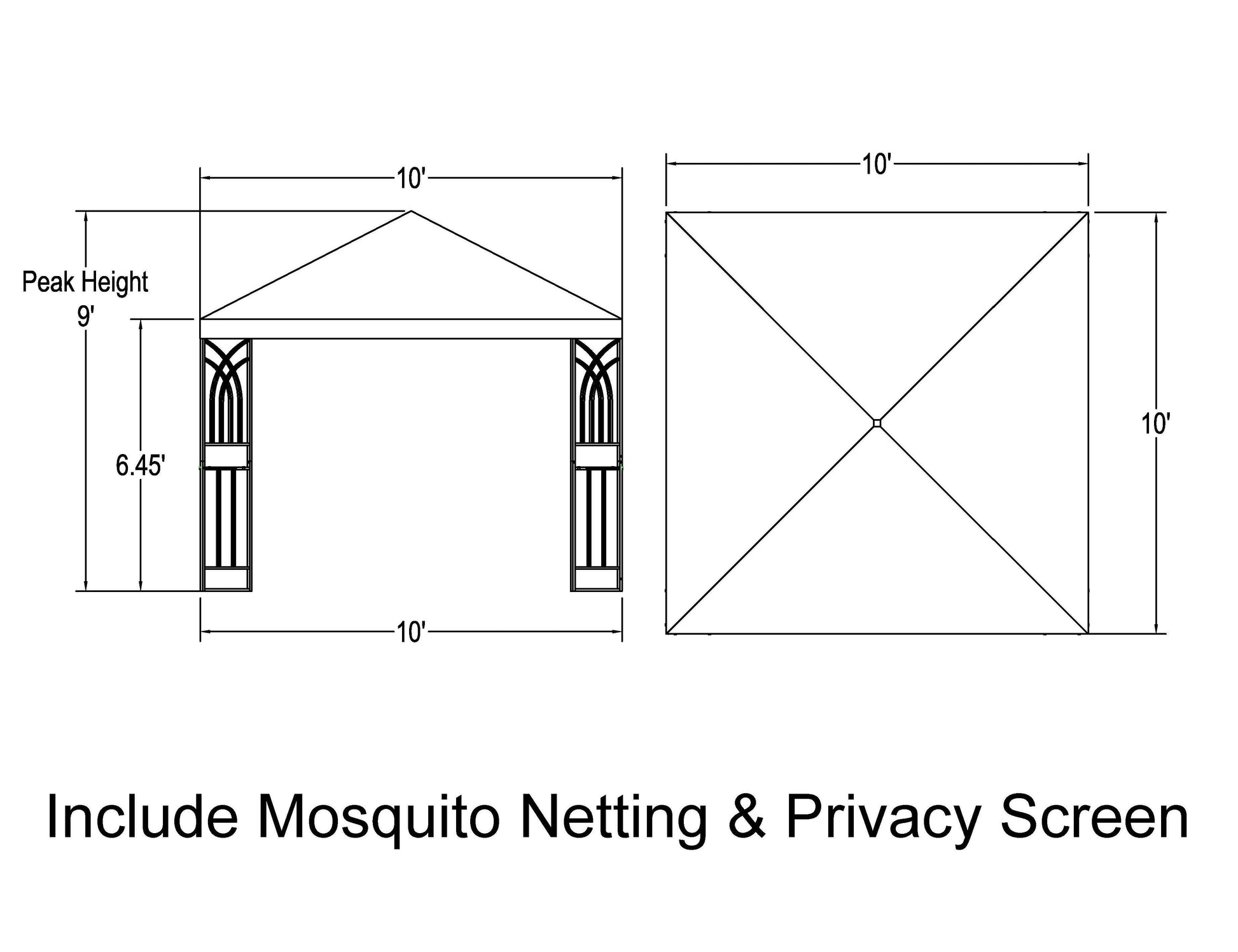 APEX GARDEN  YH-20S067B 10 ft. x 10 ft. Symphony II Gazebo with Mosquito Net, Privacy Screen and Planter Holders - APEX GARDEN