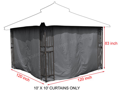 APEX GARDEN Universal Privacy Curtain Set for 10' x 10' Gazebo - APEX GARDEN