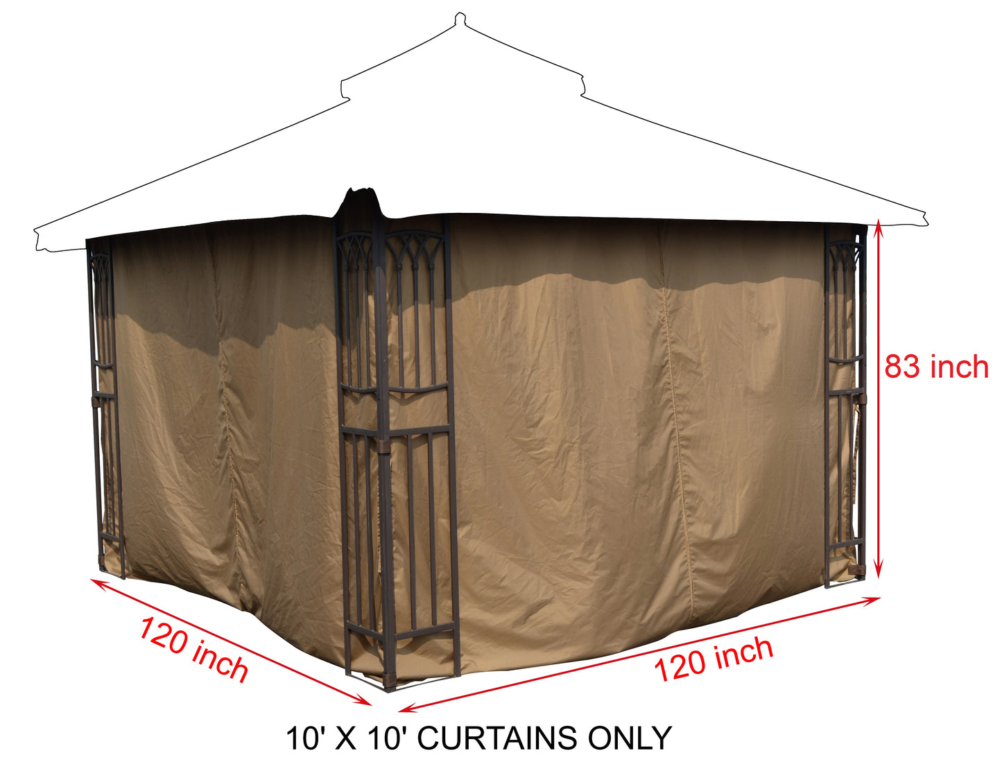 APEX GARDEN Universal Privacy Curtain Set for 10' x 10' Gazebo - APEX GARDEN