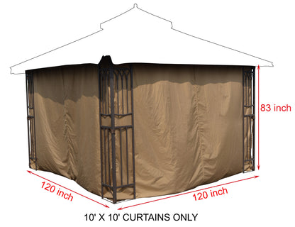 APEX GARDEN Universal Privacy Curtain Set for 10' x 10' Gazebo - APEX GARDEN