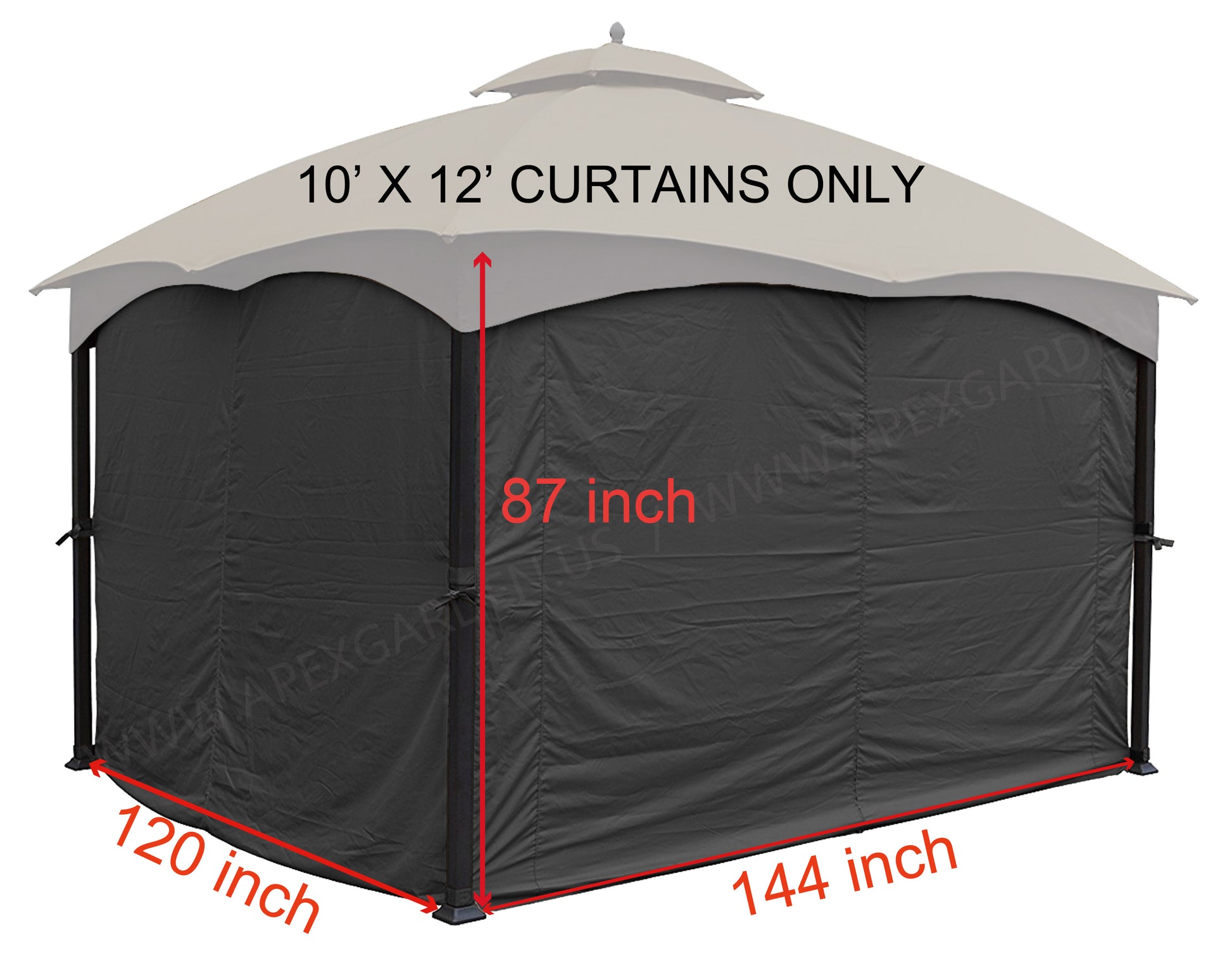 APEX GARDEN Universal Privacy Side Panels Curtain Set for 10' x 12' Gazebo - APEX GARDEN
