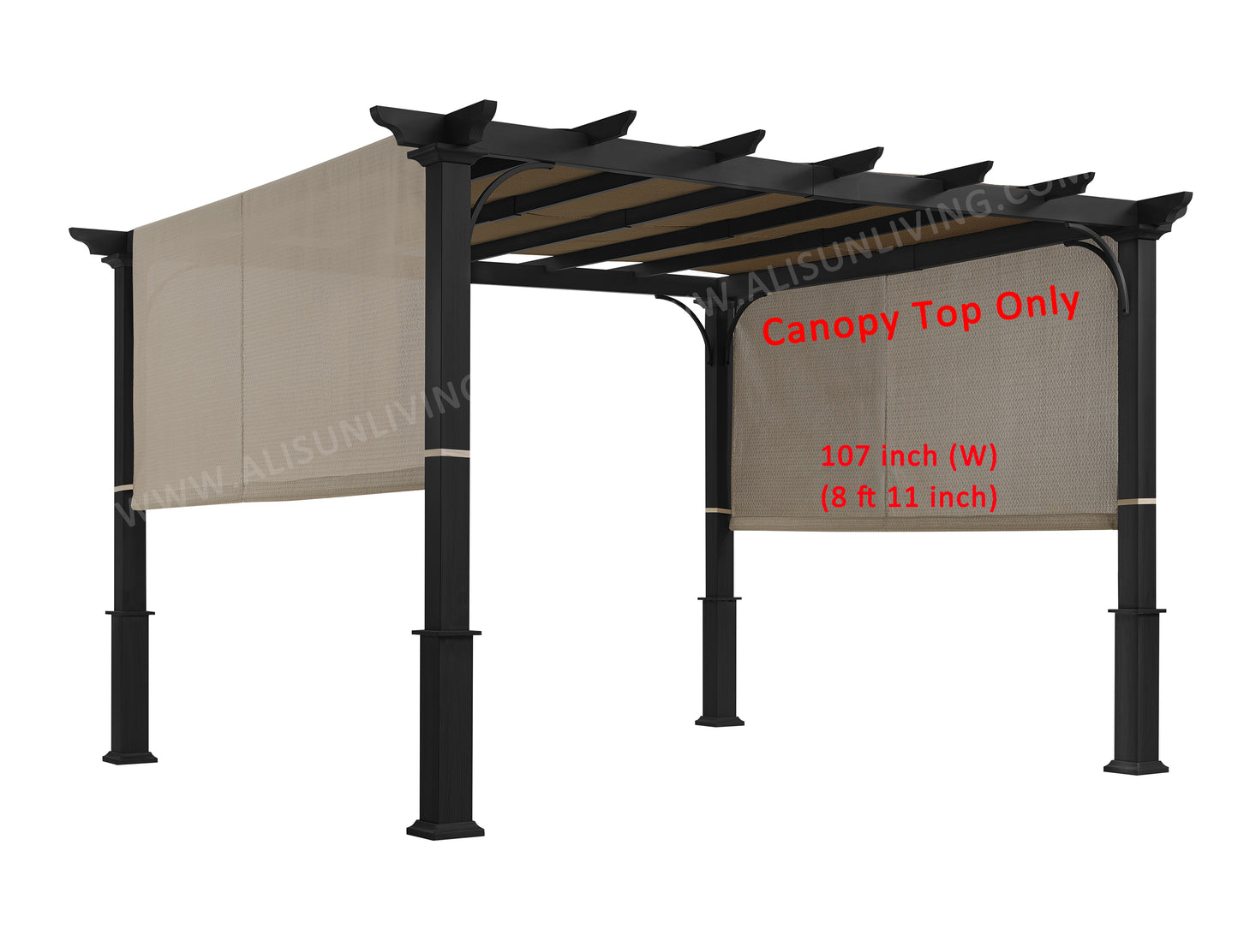 Universal Replacement Sling Canopy (with Ties) for 10-FT x 10-FT Pergola (Dimension: 193" (L) x 105" (W)(Canopy TOP ONLY) - APEX GARDEN