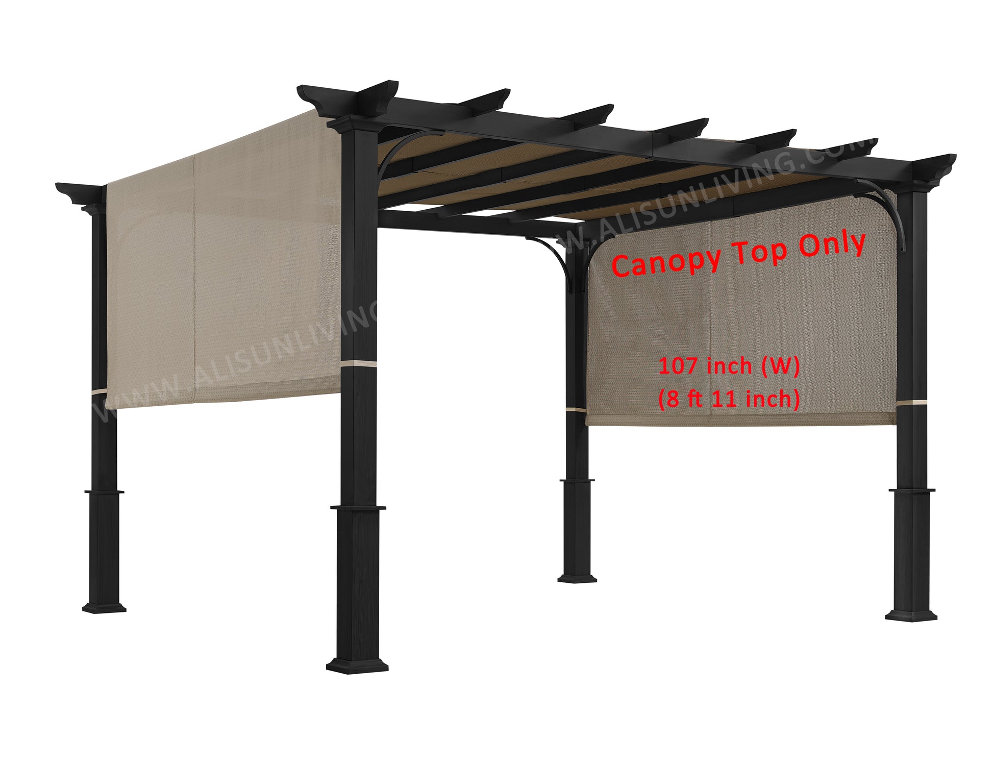 Universal Replacement Sling Canopy (with Ties) for 10-FT x 10-FT Pergola (Dimension: 193" (L) x 105" (W)(Canopy TOP ONLY) - APEX GARDEN