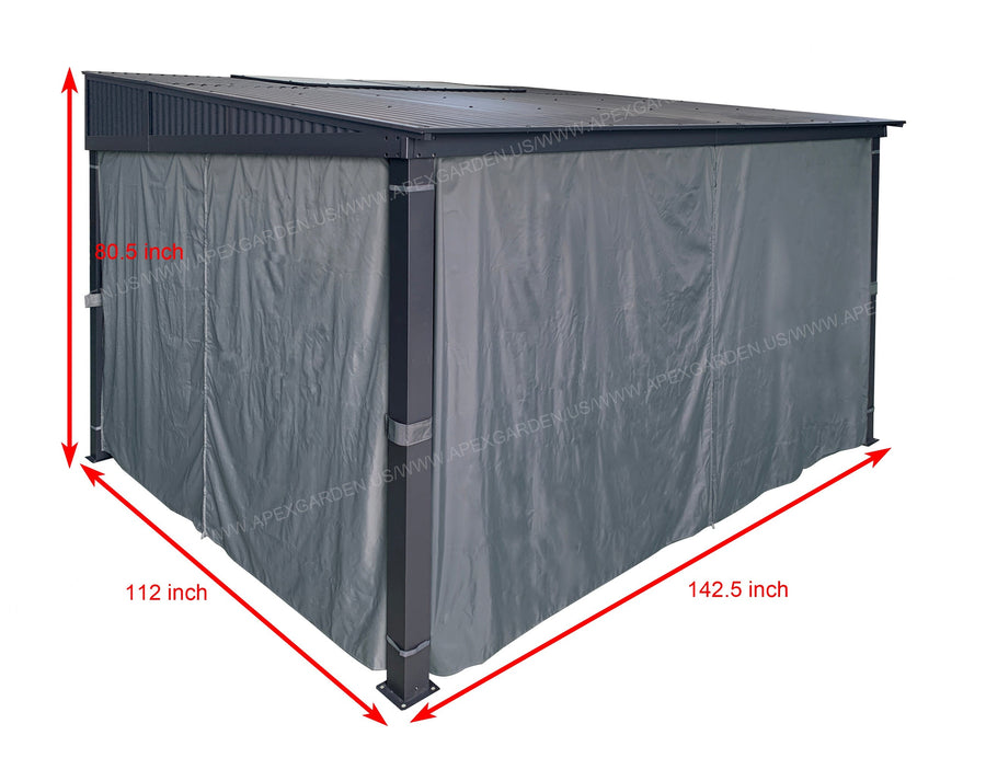 Replacement 3-SIDE Curtain for 10 ft x 12 ft Sun shelter / Awing / Gazebo - APEX GARDEN