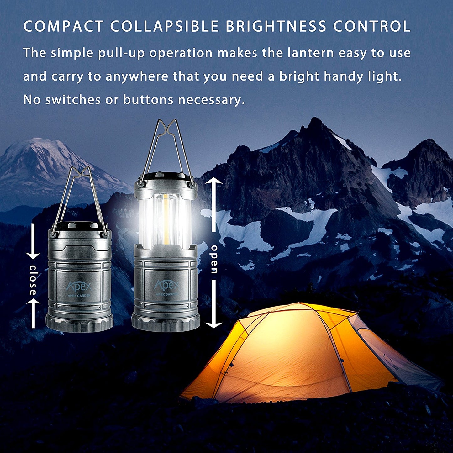 【ULTRA BRIGHT】Camping Lanterns Water Resistant Collapsible Lantern for Night Fishing, Hiking, Emergencies- 2 PACK - APEX GARDEN