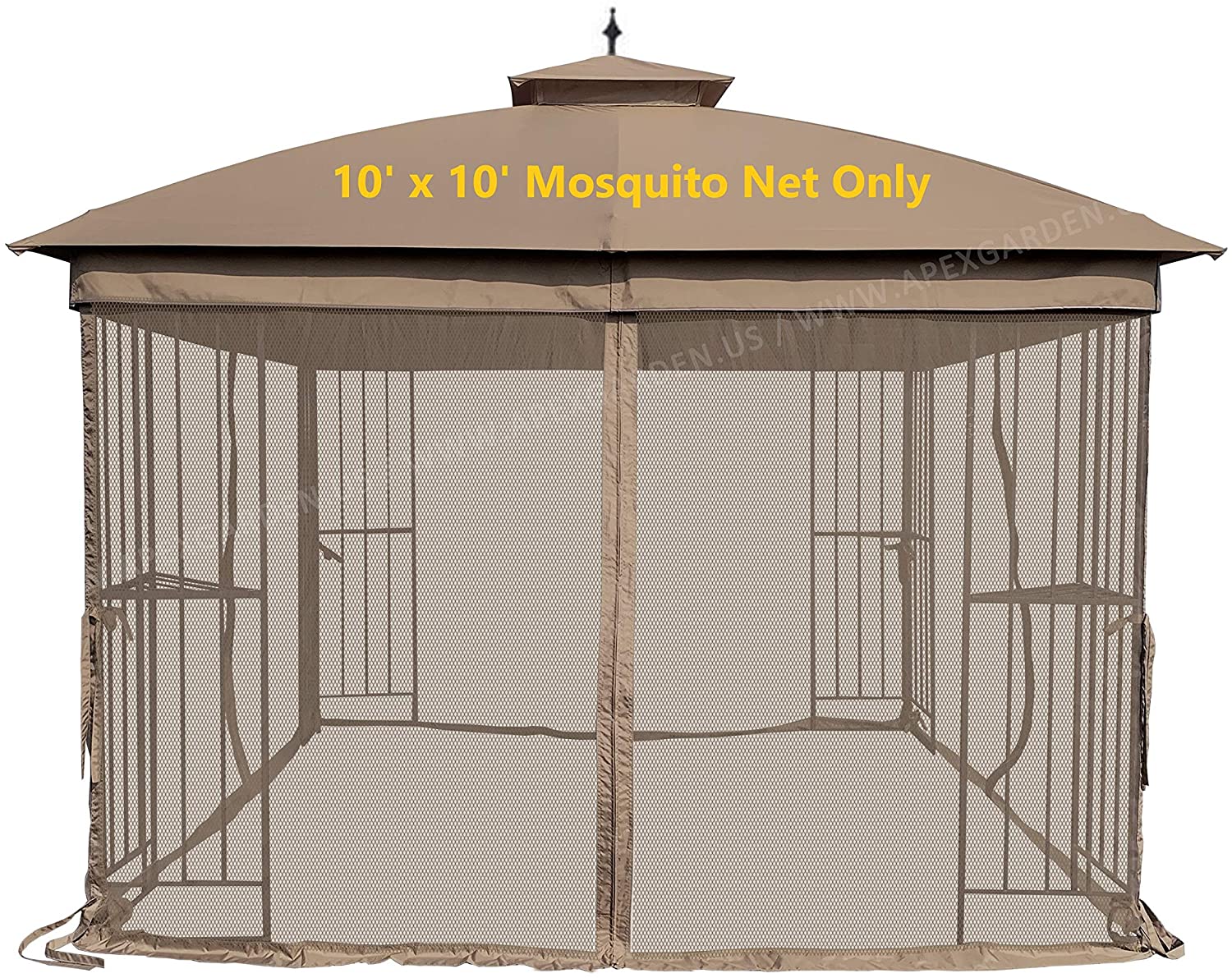 Replacement Mosquito Netting for 10'X10' Gazebo -- Brown - APEX GARDEN