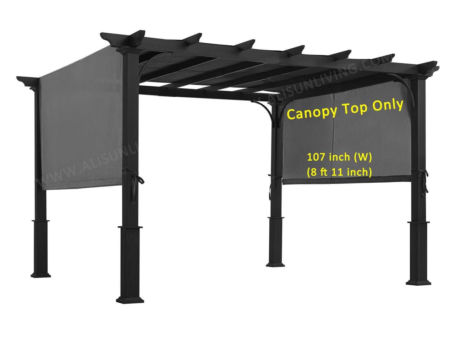 Universal Replacement Sling Canopy (with Ties) for 10-FT x 10-FT Pergola (Dimension: 193" (L) x 105" (W)(Canopy TOP ONLY) - APEX GARDEN