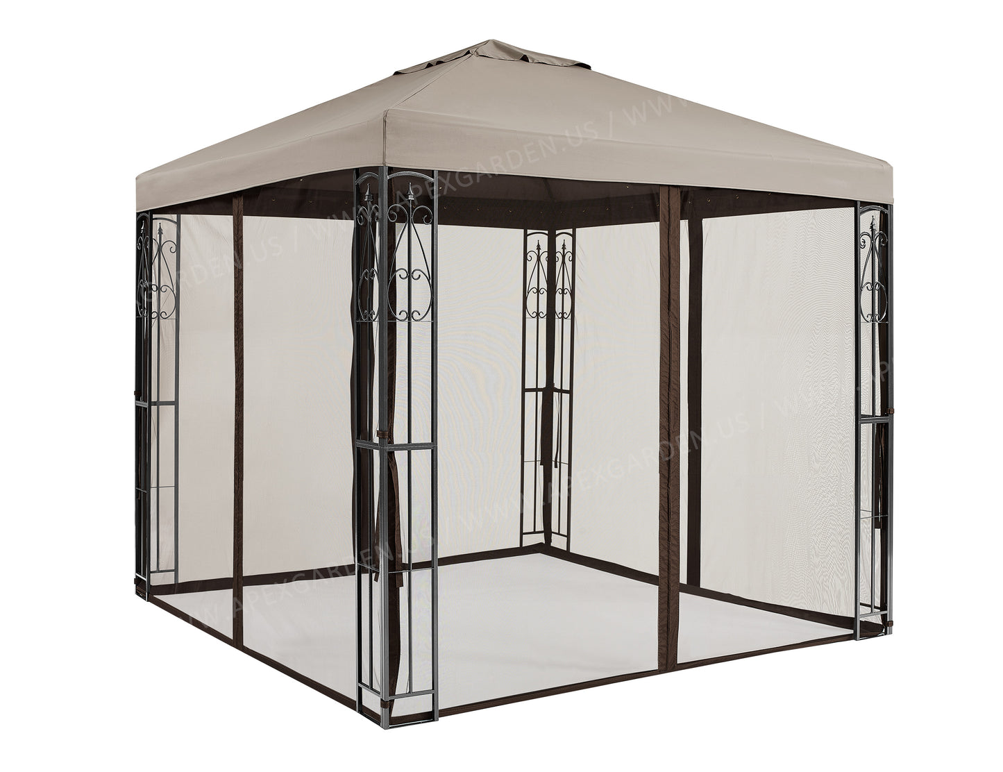 APEX GARDEN 8 ft. x 8 ft. Rococo Gazebo with Mosquito Net - APEX GARDEN