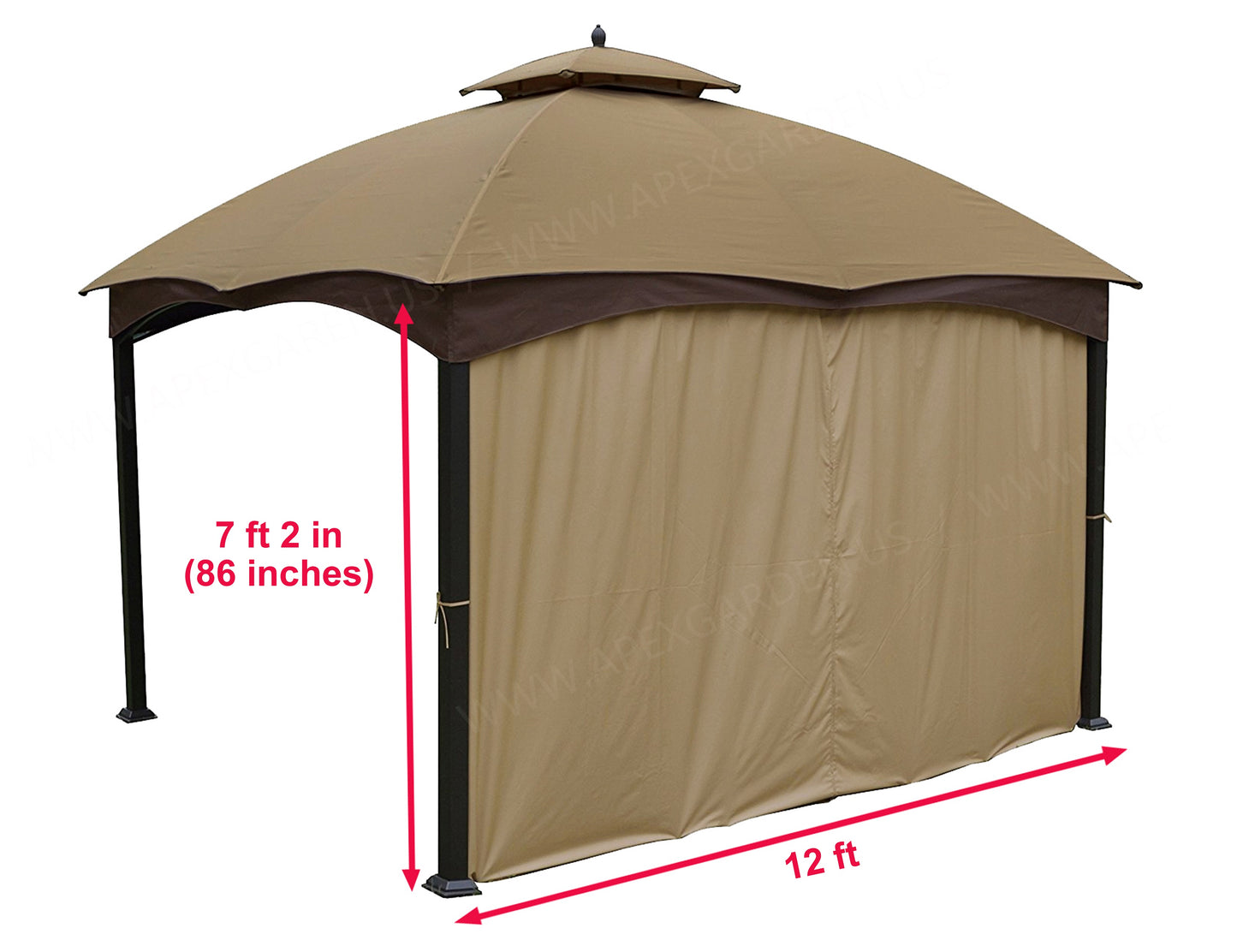 APEX GARDEN Universal 12' Privacy Side Panel Curtain for 10' and 12' Gazebo - APEX GARDEN